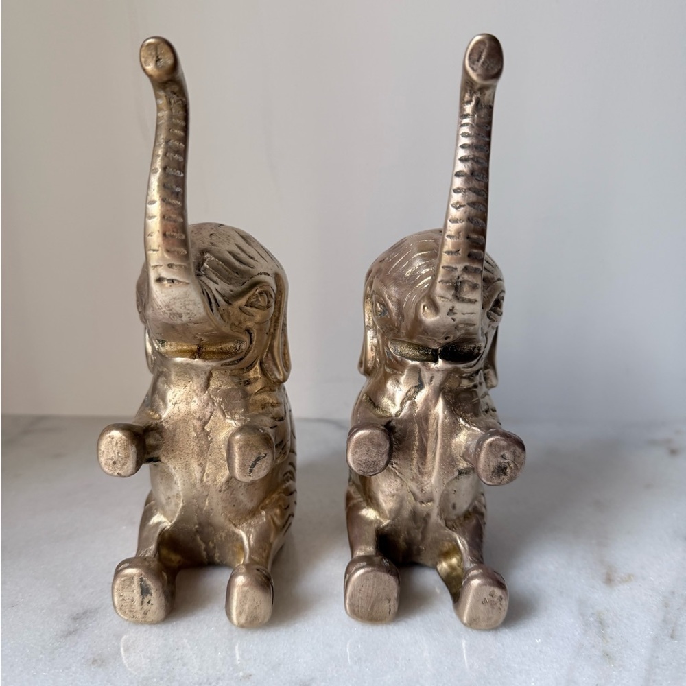 Gold Elephant Bookends brass - Picture 4 of 10